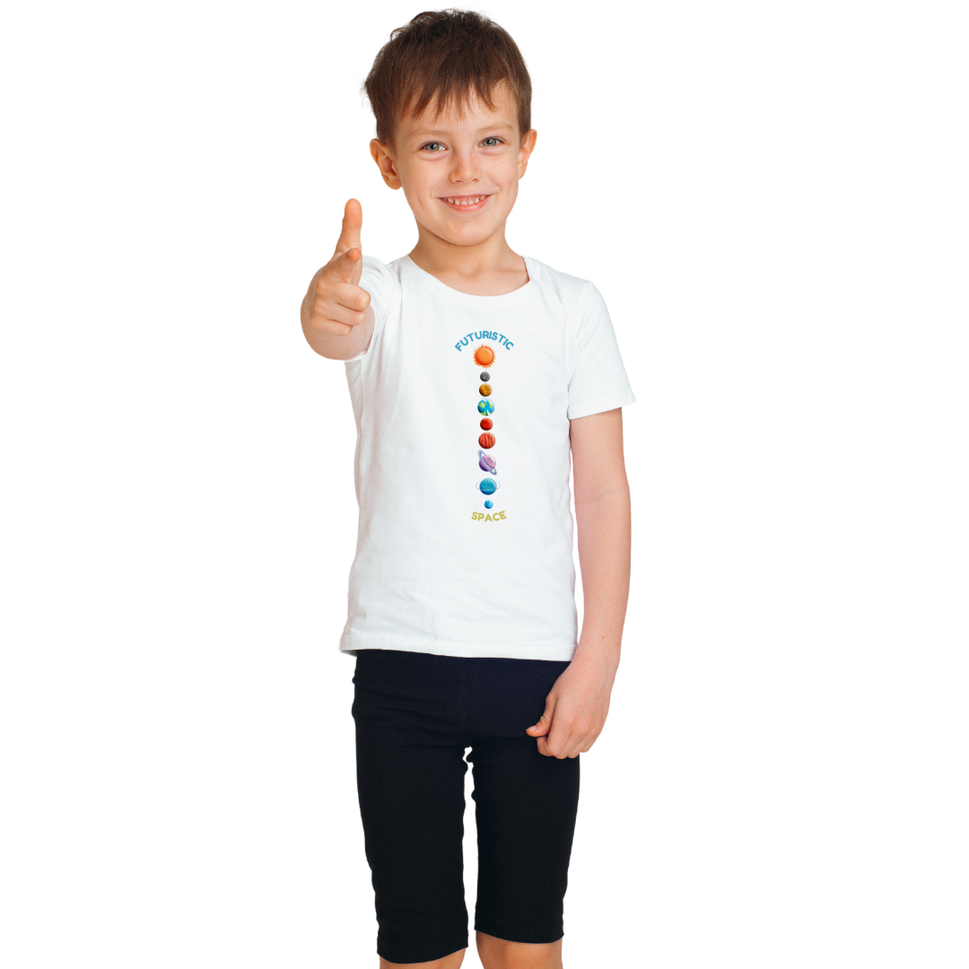 Futuristic Space – Kids' Planet Line-Up T-Shirt | Little Astronauts Collection