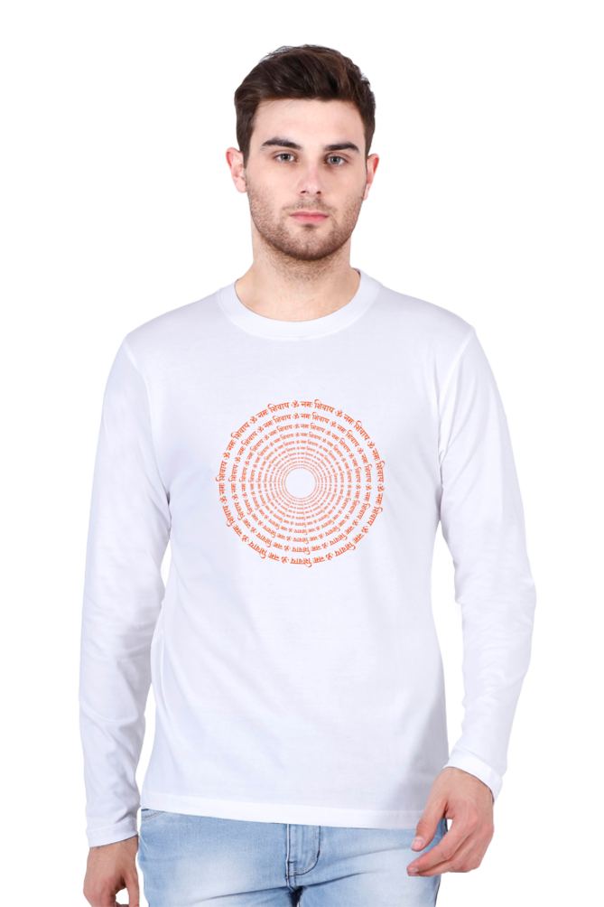 Om Nama Shivaya Men’s Full Sleeve Round Neck T-Shirt – Spiritual & Stylish