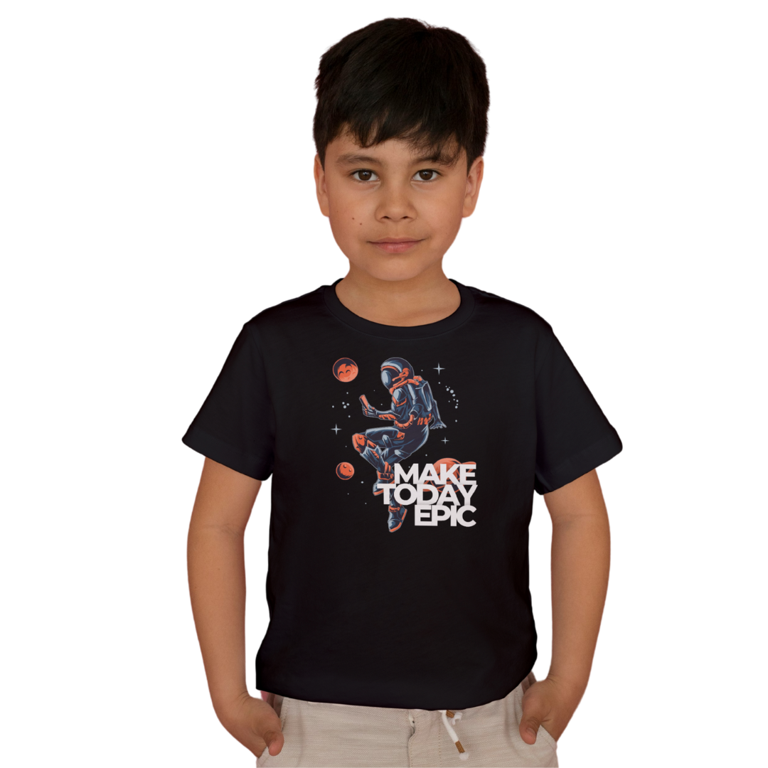Make Epic Today - Kids' Astronaut & Planets T-Shirt | Space Adventure Tee