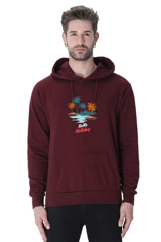 Men’s Hooded Sweatshirt – "Happy Holiday" Cozy Family Vacation Wear