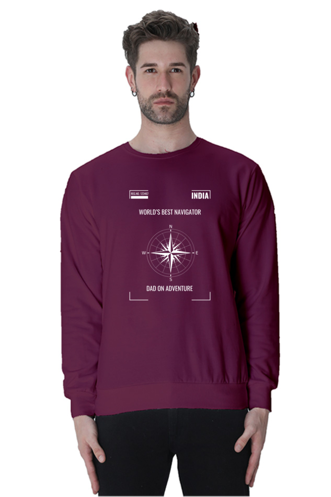 Men’s Sweatshirt – "World’s Best Navigator: Dad on Adventure" with Compass Design