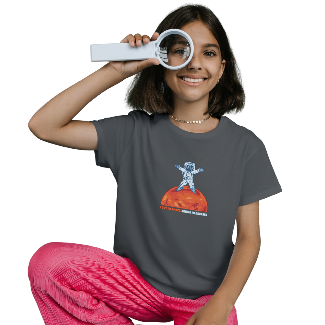 Lost in Space, Found in Dreams – Kids' Astronaut on Red Planet T-Shirt | Little Astronauts