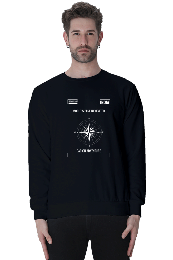 Men’s Sweatshirt – "World’s Best Navigator: Dad on Adventure" with Compass Design