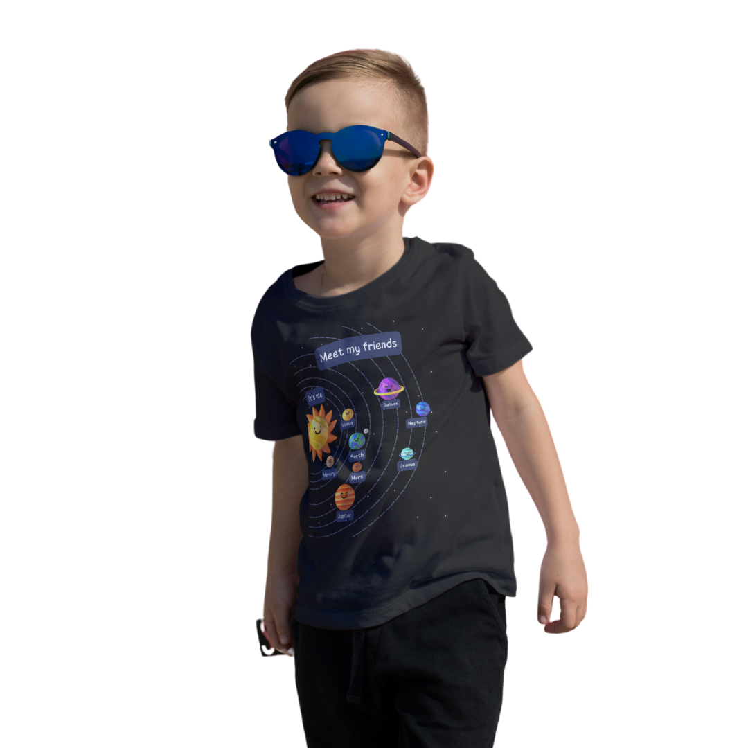 Meet My Friends - Kids' Solar System T-Shirt | Space & Planet Design Tee