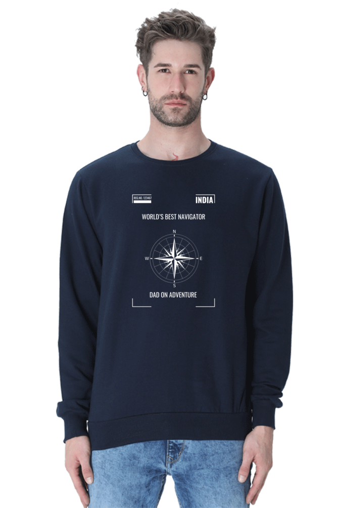Men’s Sweatshirt – "World’s Best Navigator: Dad on Adventure" with Compass Design
