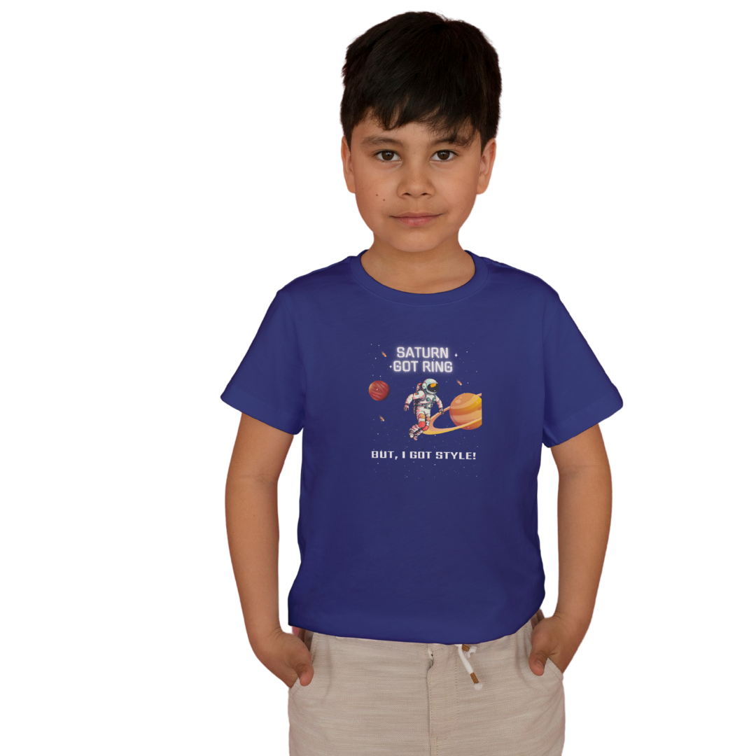 Saturn Got Ring, I Got Style – Kids' Astronaut T-Shirt with Saturn Print | Little Astronauts