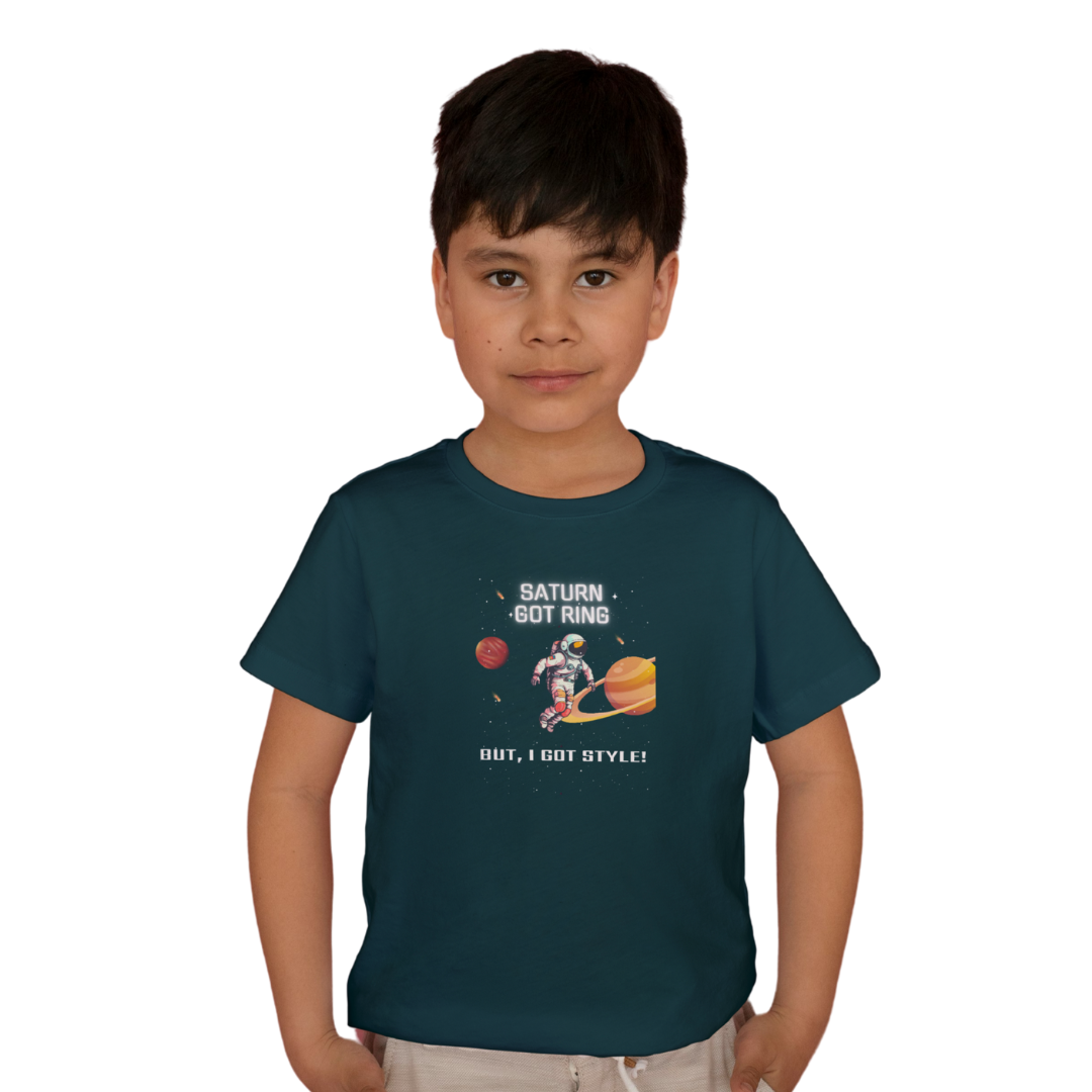 Saturn Got Ring, I Got Style – Kids' Astronaut T-Shirt with Saturn Print | Little Astronauts