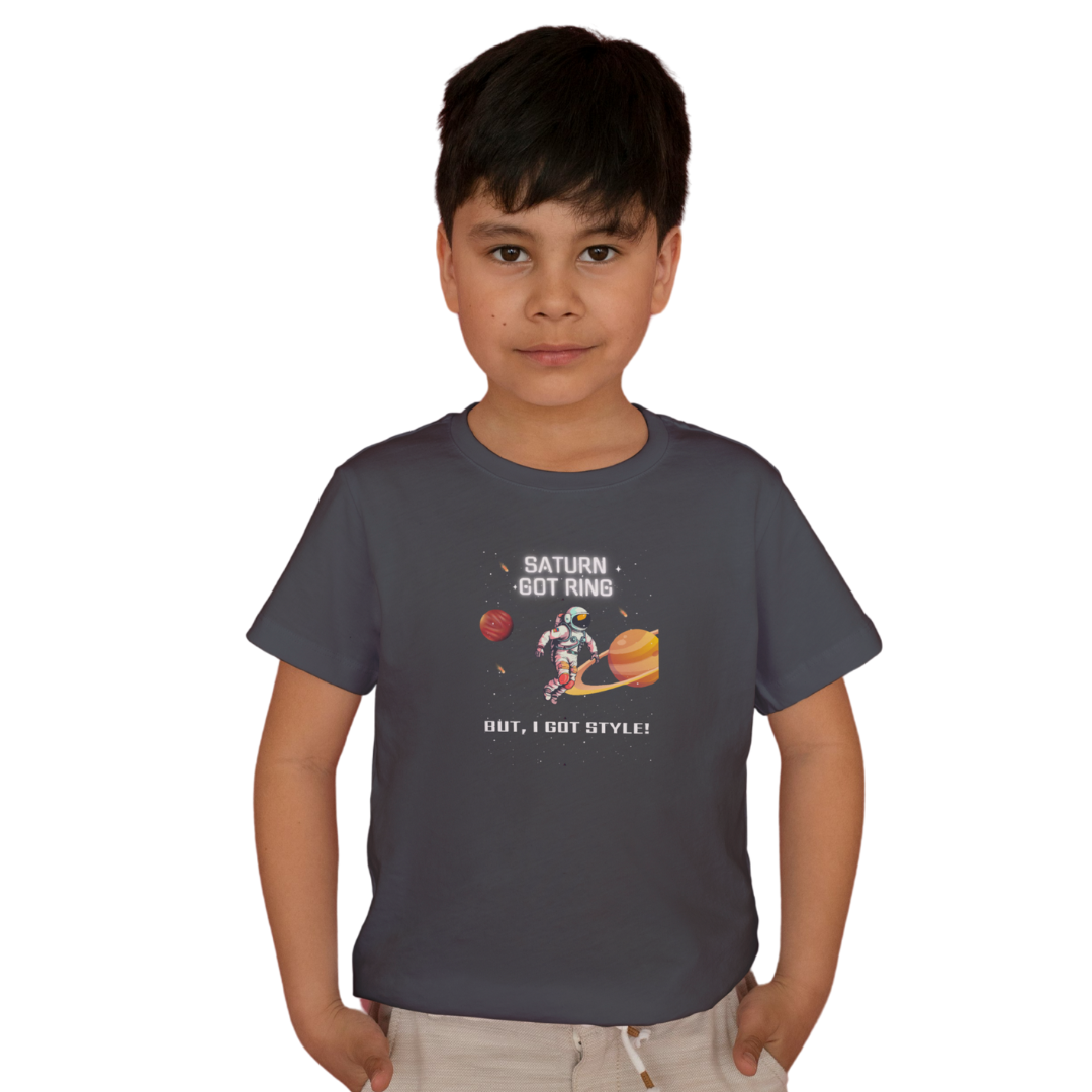 Saturn Got Ring, I Got Style – Kids' Astronaut T-Shirt with Saturn Print | Little Astronauts