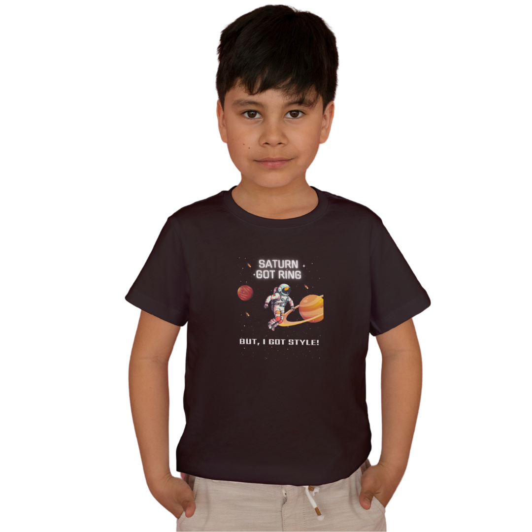 Saturn Got Ring, I Got Style – Kids' Astronaut T-Shirt with Saturn Print | Little Astronauts