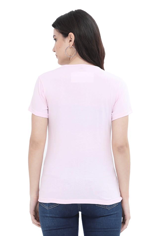 Women’s Valentine Round Neck T-Shirt – "Powered by Love" Heart Design