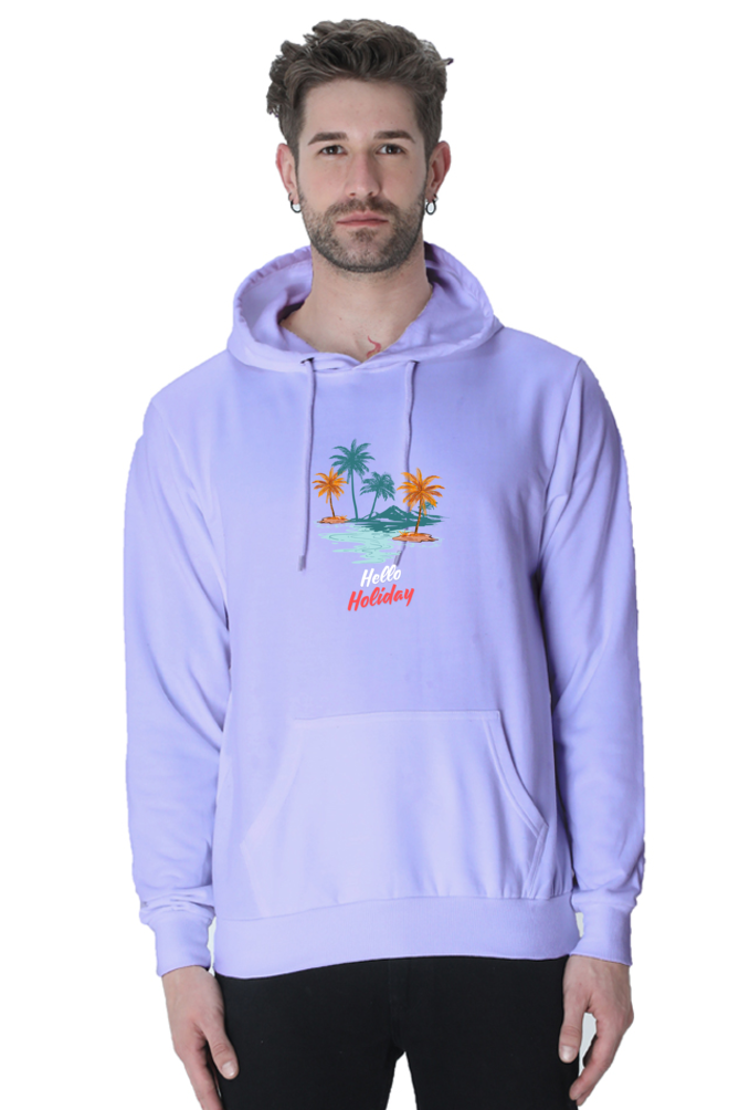Men’s Hooded Sweatshirt – "Happy Holiday" Cozy Family Vacation Wear