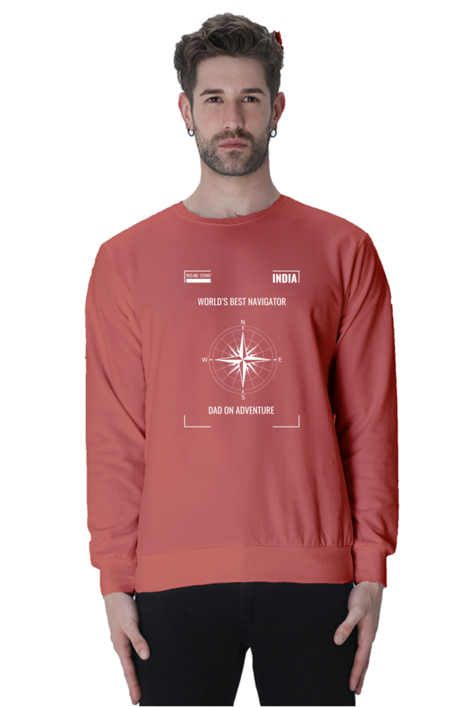 Men’s Sweatshirt – "World’s Best Navigator: Dad on Adventure" with Compass Design