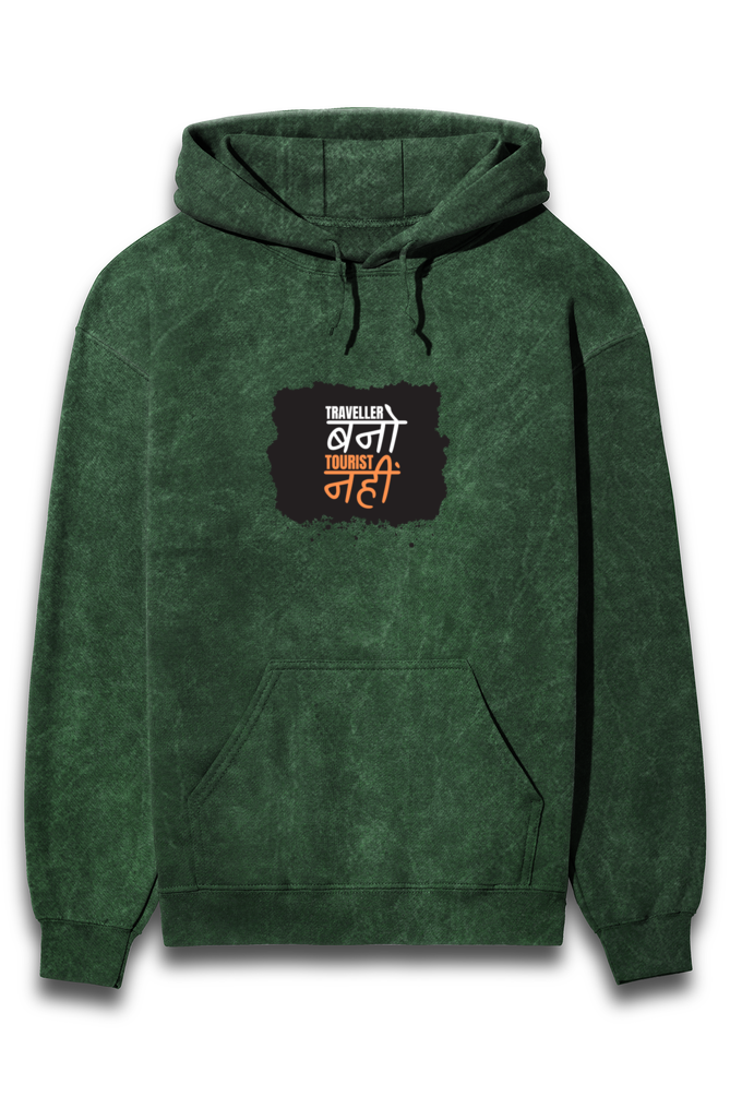 Acid-Washed Sweatshirt for Men – "Traveller Bano, Tourist Nahi" Casual Travel Wear