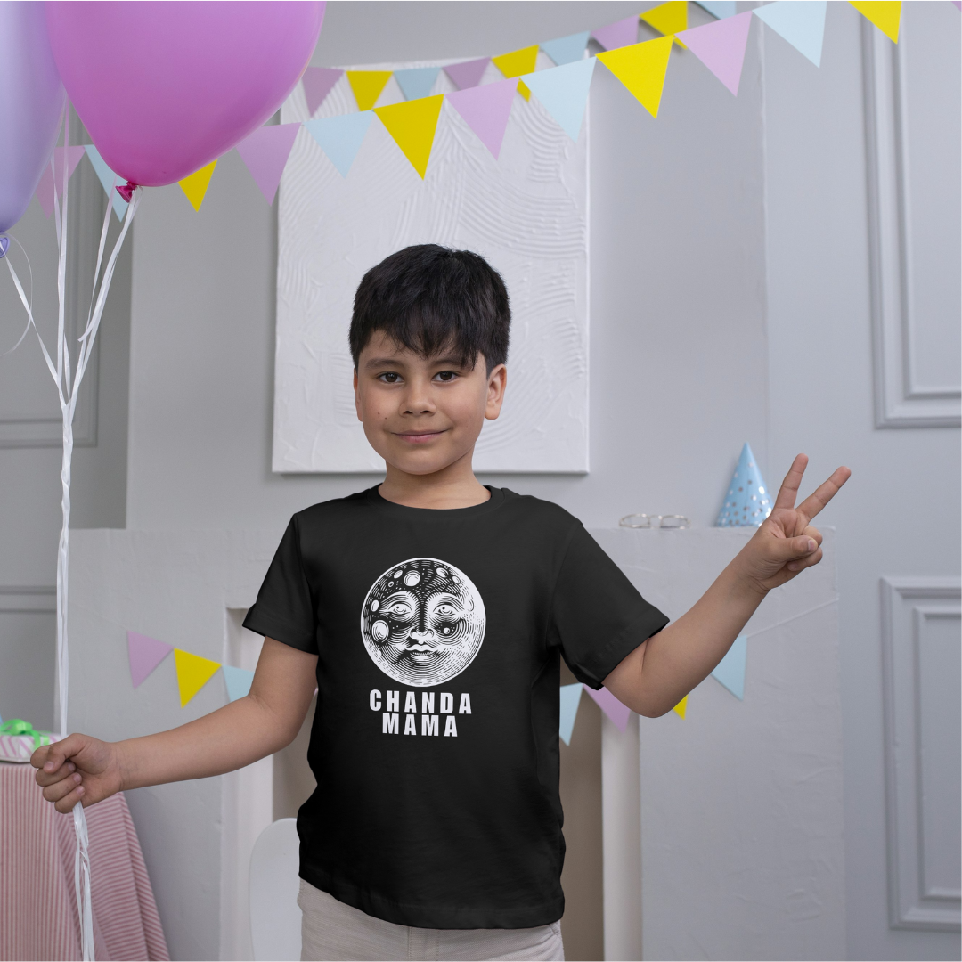 Chanda Mama - Kids' Moon Face T-Shirt | Cute & Fun Space Tee