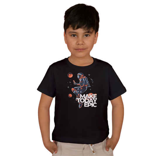 Make Epic Today - Kids' Astronaut & Planets T-Shirt | Space Adventure Tee