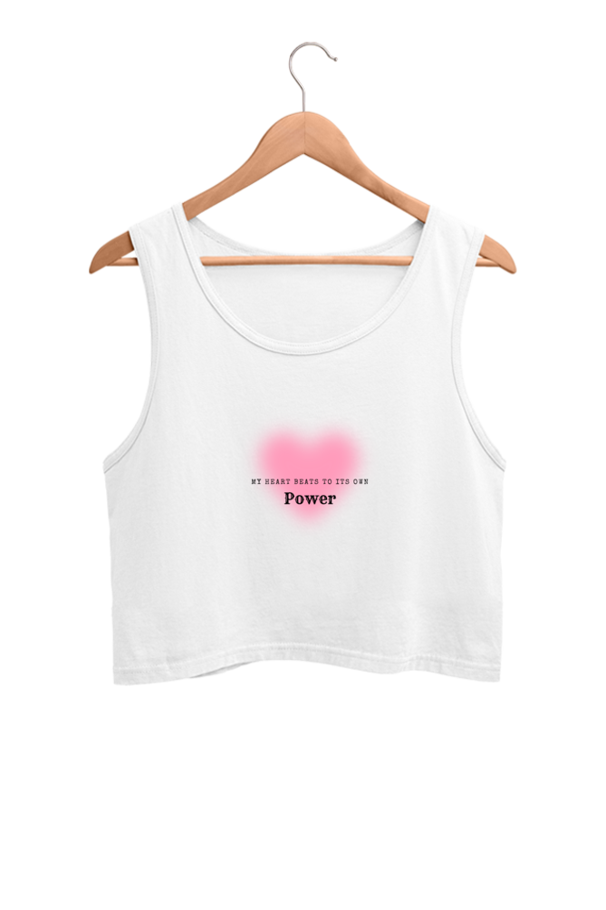 Women’s Valentine Crop Tank Top – "My Heart Beats to Its Own Power"