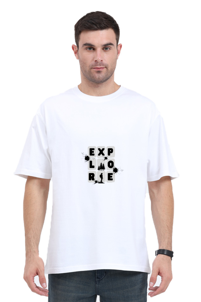 Oversize Half-Sleeve T-Shirt for Men – "EXPLORE" Travel-Ready Men’s Tee