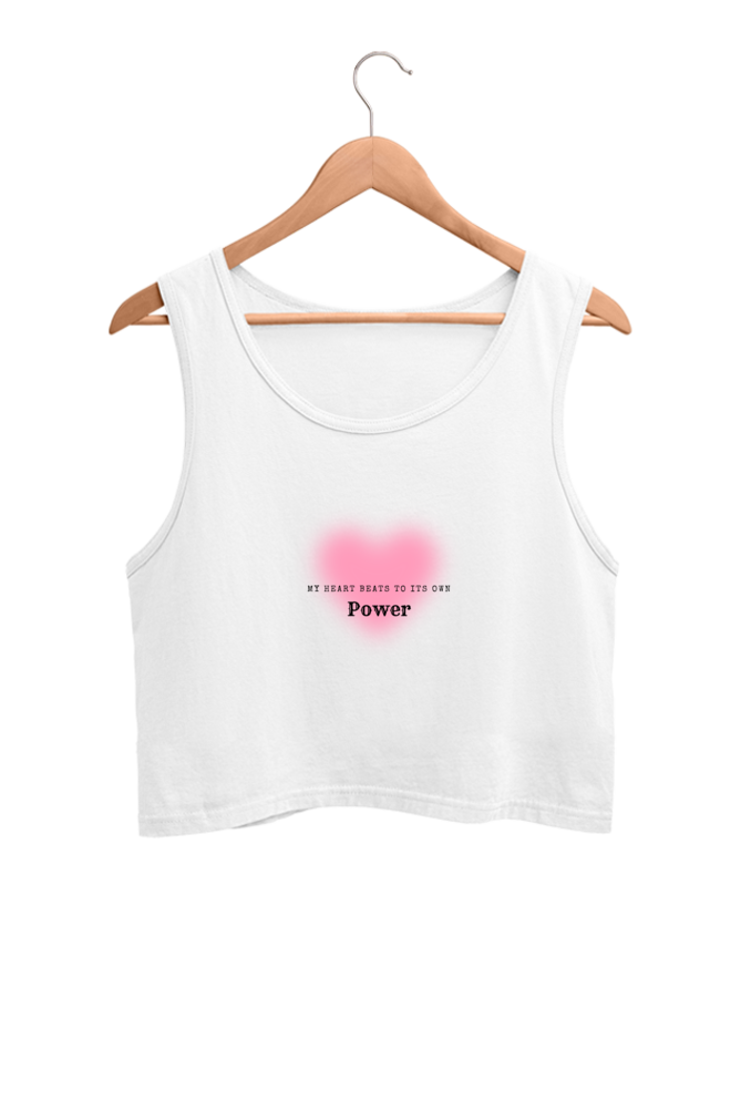 Women’s Valentine Crop Tank Top – "My Heart Beats to Its Own Power"