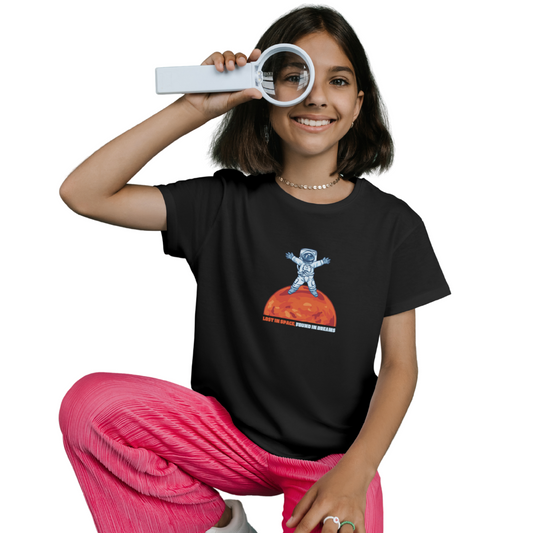 Lost in Space, Found in Dreams – Kids' Astronaut on Red Planet T-Shirt | Little Astronauts