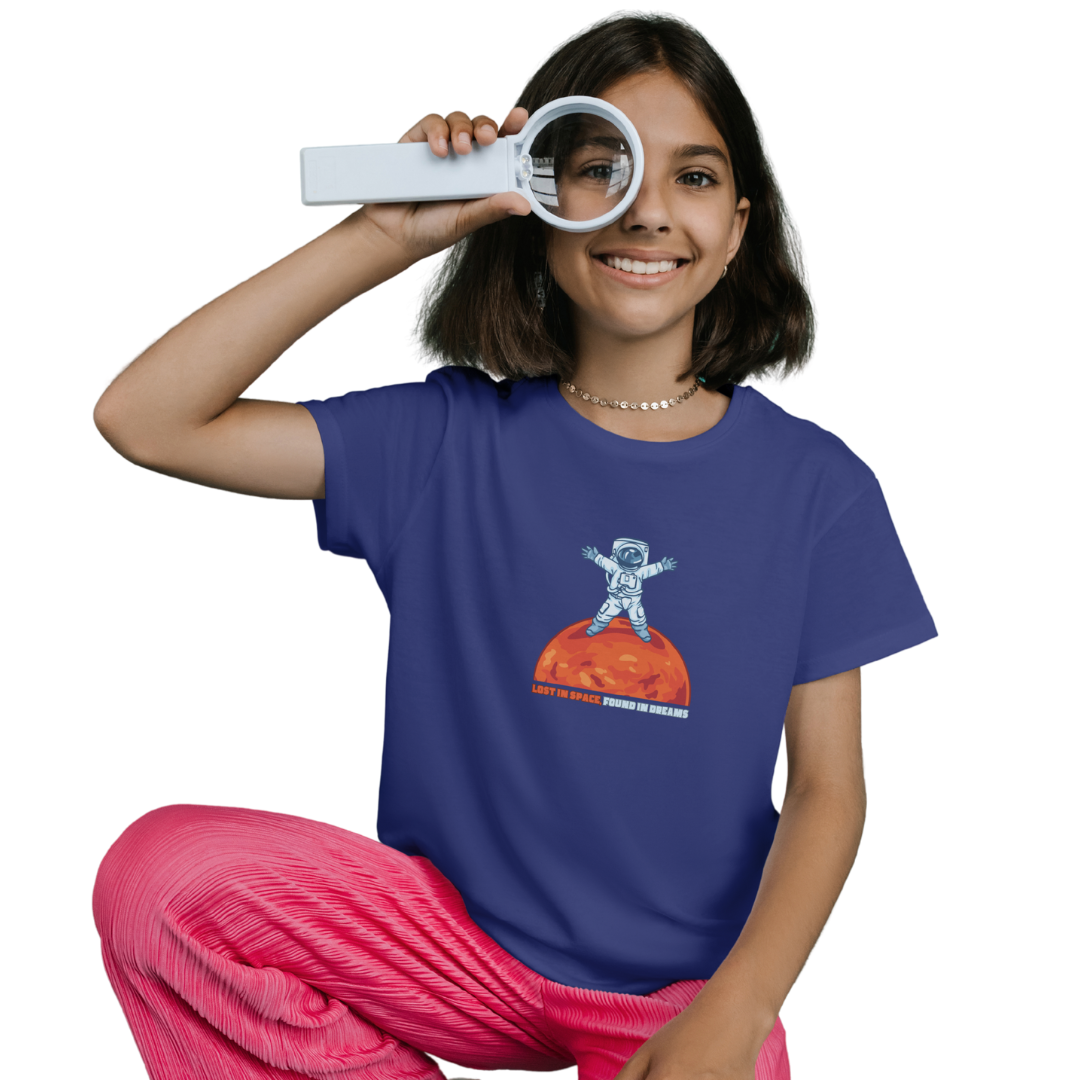 Lost in Space, Found in Dreams – Kids' Astronaut on Red Planet T-Shirt | Little Astronauts