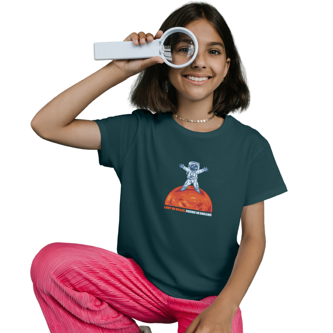 Lost in Space, Found in Dreams – Kids' Astronaut on Red Planet T-Shirt | Little Astronauts