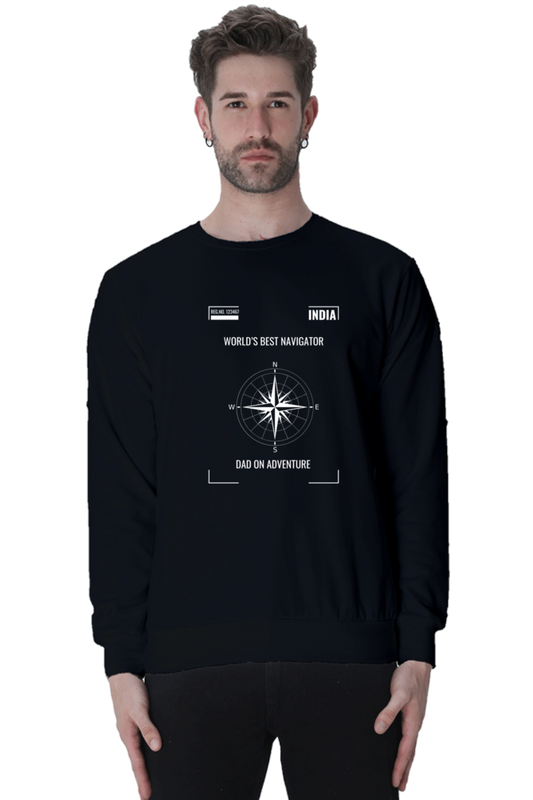 Men’s Sweatshirt – "World’s Best Navigator: Dad on Adventure" with Compass Design