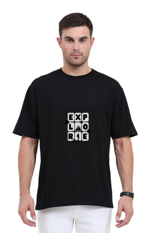 Oversize Half-Sleeve T-Shirt for Men – "EXPLORE" Travel-Ready Men’s Tee