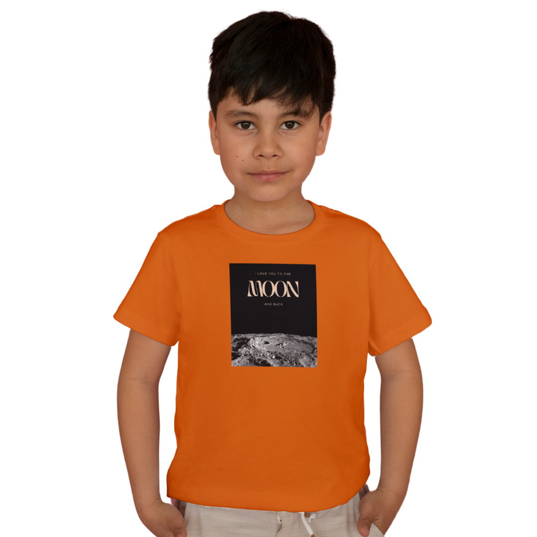 I Love You to the Moon and Back – Kids’ T-Shirt with Moon Surface Print | Little Astronauts