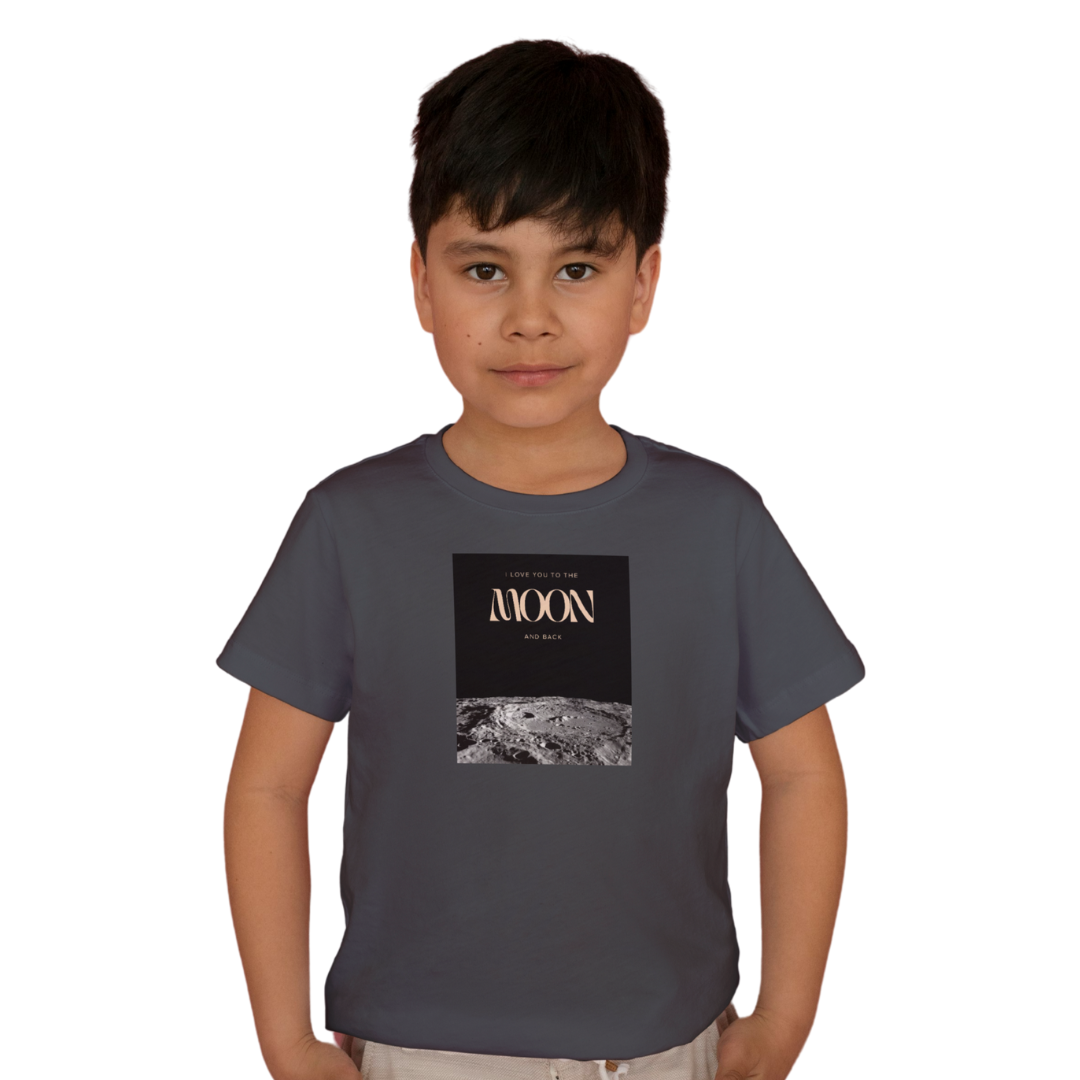 I Love You to the Moon and Back – Kids’ T-Shirt with Moon Surface Print | Little Astronauts