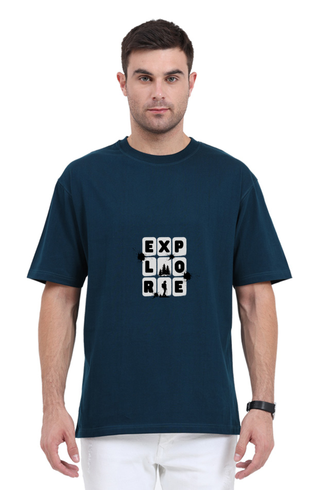 Oversize Half-Sleeve T-Shirt for Men – "EXPLORE" Travel-Ready Men’s Tee