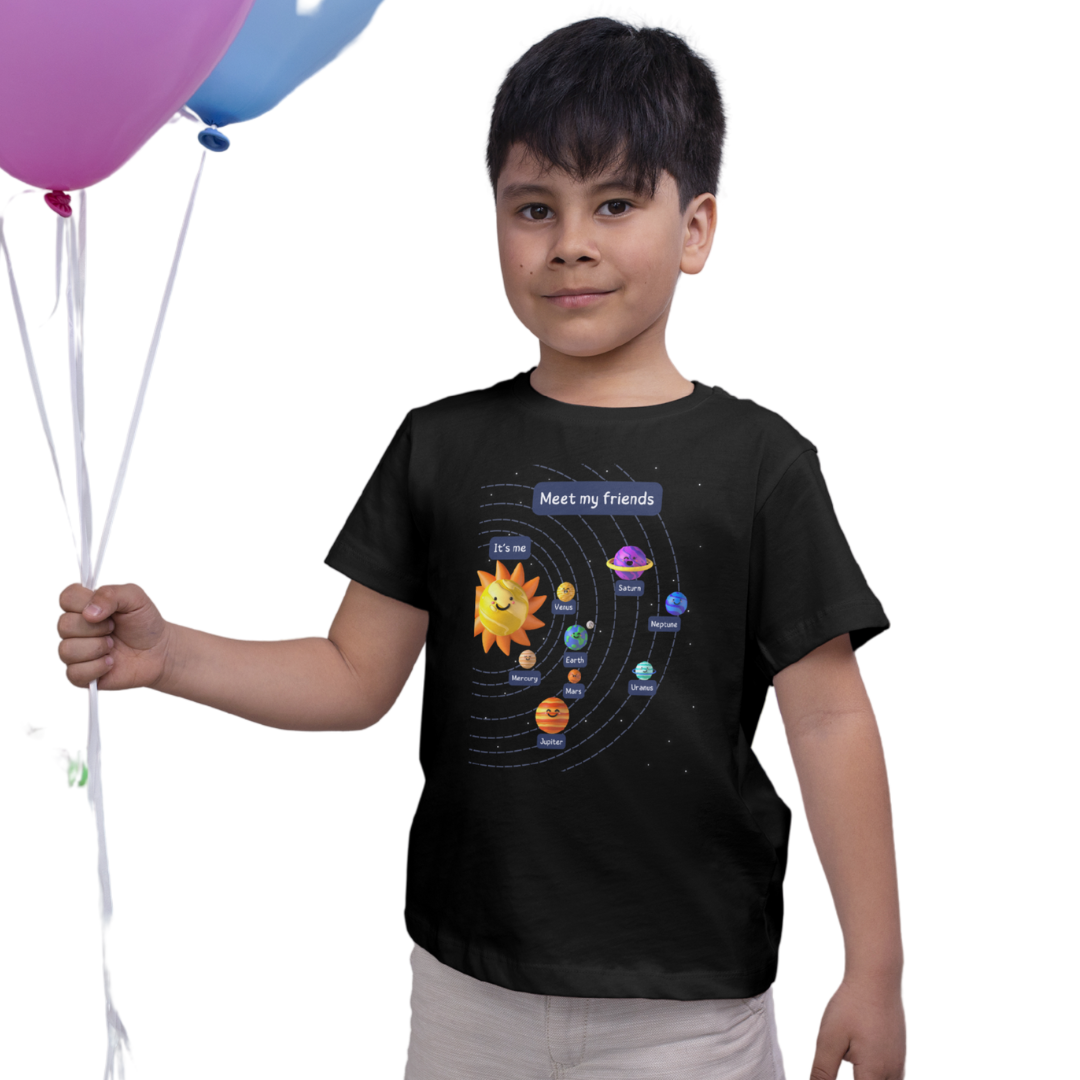 Meet My Friends - Kids' Solar System T-Shirt | Space & Planet Design Tee