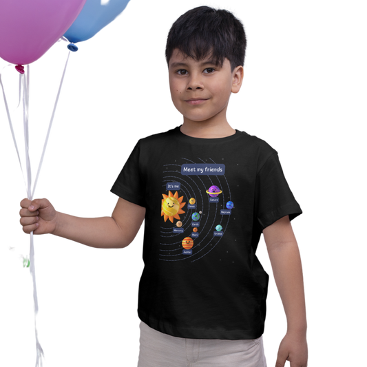 Meet My Friends - Kids' Solar System T-Shirt | Space & Planet Design Tee