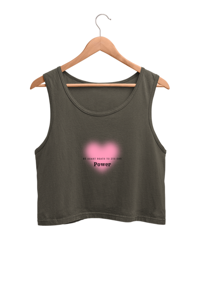 Women’s Valentine Crop Tank Top – "My Heart Beats to Its Own Power"