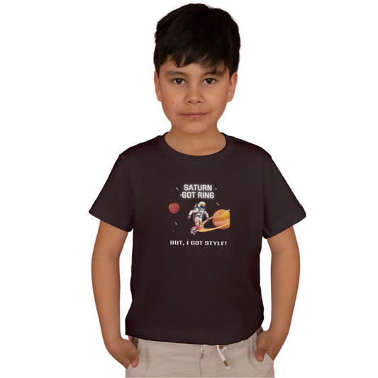 Saturn Got Ring, I Got Style – Kids' Astronaut T-Shirt with Saturn Print | Little Astronauts
