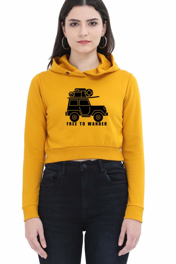 Free to Wander Cropped Hooded Sweatshirt for Women – Holiday-Ready Style for Adventurous Women