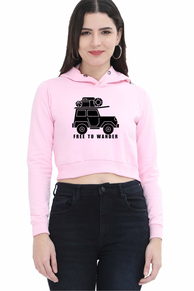 Free to Wander Cropped Hooded Sweatshirt for Women – Holiday-Ready Style for Adventurous Women