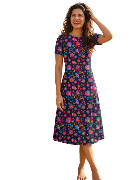 Women’s Floral Print Summer Dress Boho Casual Wear One Piece Dress