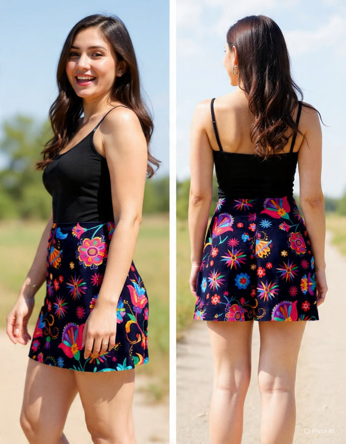 Women’s Colorful Floral Print Mini Skirt
