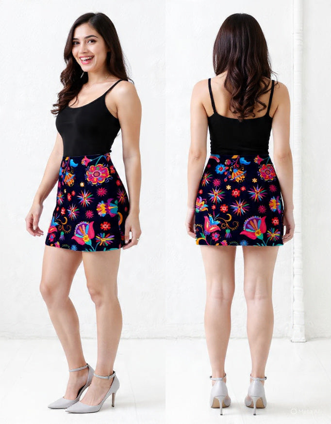 Women’s Colorful Floral Print Mini Skirt