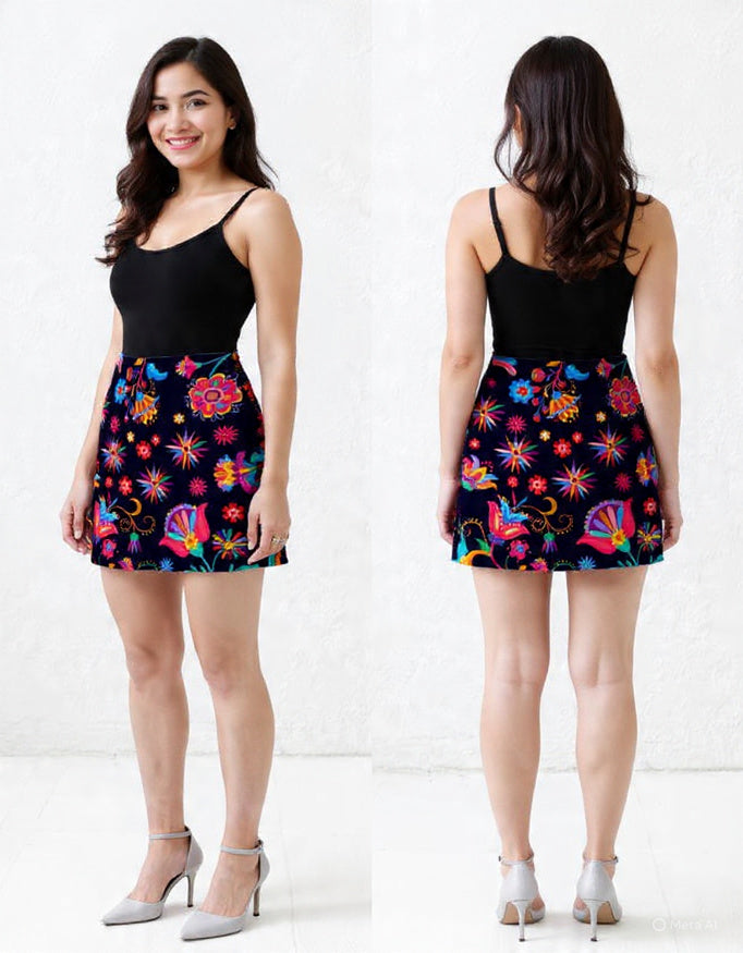 Women’s Colorful Floral Print Mini Skirt