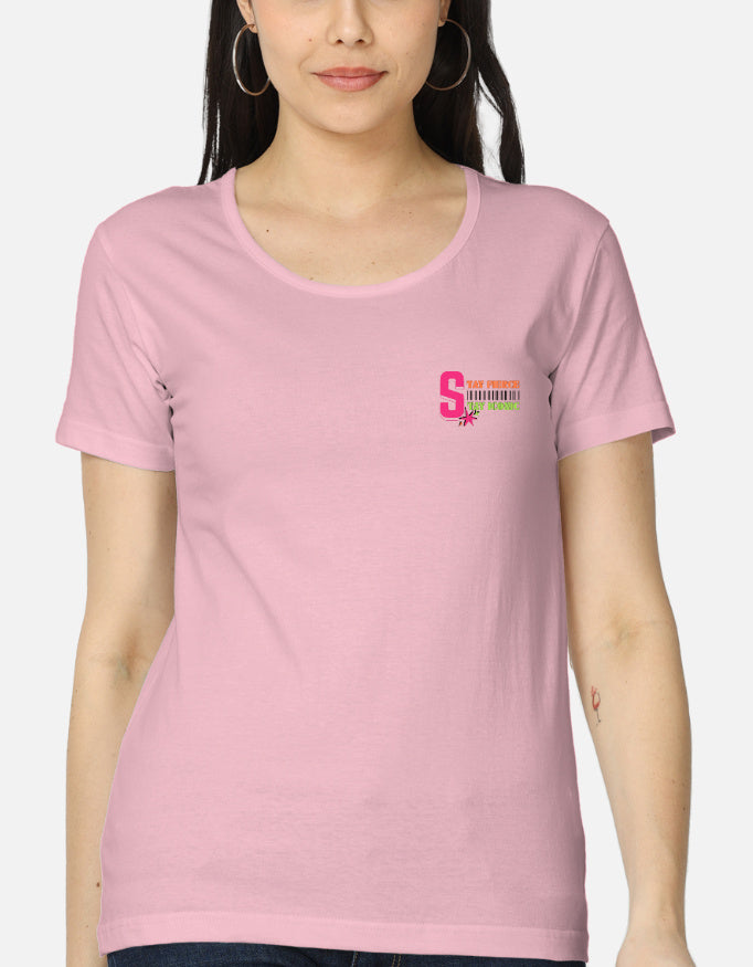 Women’s anime graphic t-shirt front design featuring cyber-pop anime girl artwork, vibrant neon colors, and empowering “Stay Fierce Stay Iconic” typography in Gen Z streetwear style.
